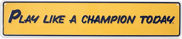 A1726D "Play Like a Champion" 24" x 5" Street Sign | University Of ...
