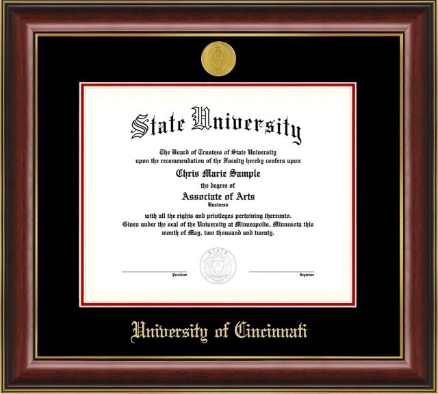 University of Cincinnati Classic 14" x 17" Mahogany Diploma Frame with Gold Trim