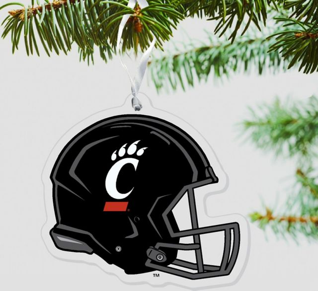 University of Cincinnati Etched Helmet Christmas Ornament