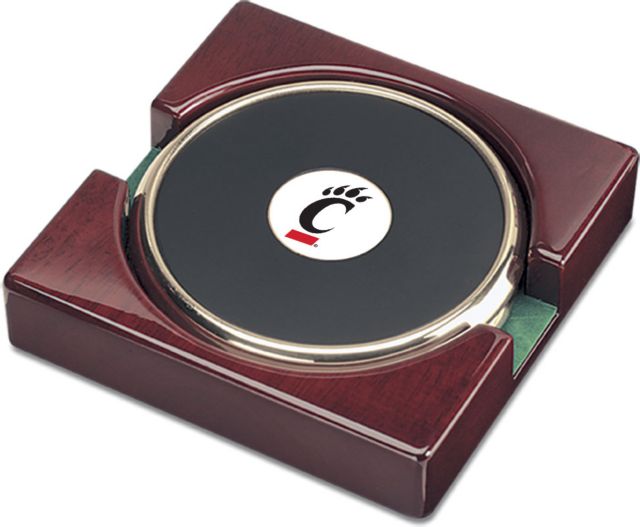 CSI Set Of 2 Gold  Round Coaster Gift Boxed With Colored Medallion - ONLINE ONLY