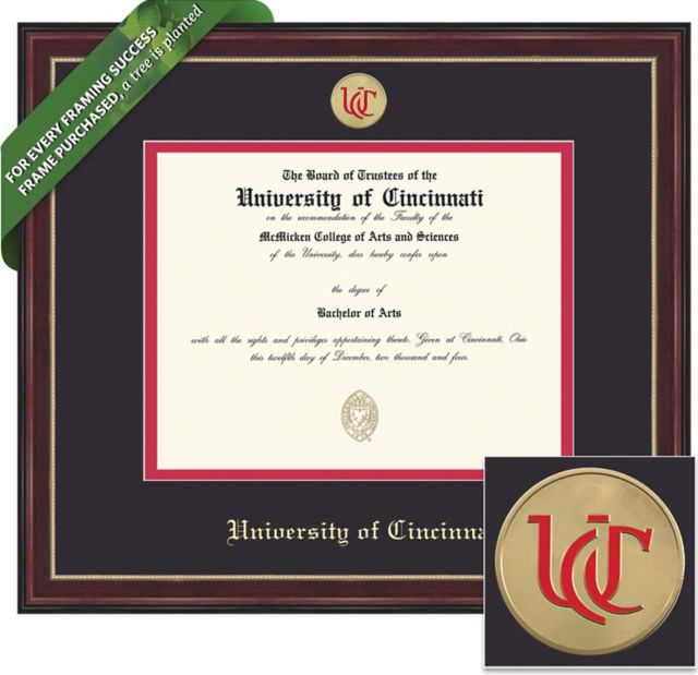 University of Cincinnati Sienna 8.5 x 11 Diploma with Double Mat and Medallion - ONLINE ONLY