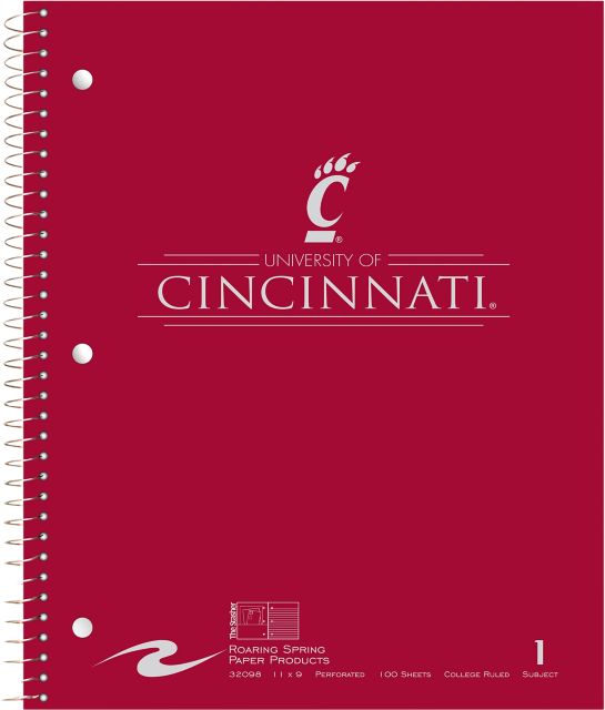 University of Cincinnati Bearcats 100 Sheet Notebook