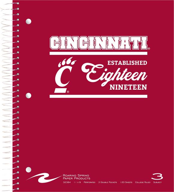 University of Cincinnati 120 Sheet 3 Subject Notebook