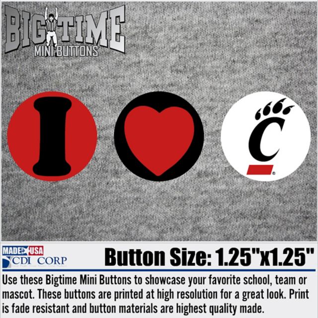 University of Cincinnati "I Heart" 3-Pack Mini Button
