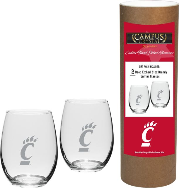 University of Cincinnati 15 oz. Stemless Wineglass - Set of 2