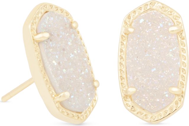 Ellie Stud Earrings Gold Iridescent Drusy