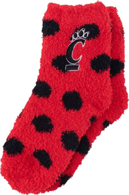 University of Cincinnati Youth Fuzzy Dot Sock