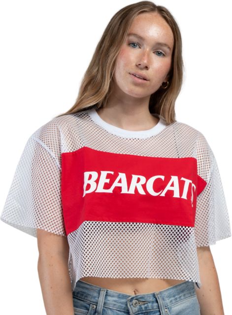 University of Cincinnati Women's Bearcats Mesh Cropped Short Sleeve T-Shirt
