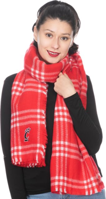 University of Cincinnati Women's Plaid Blanket Scarf