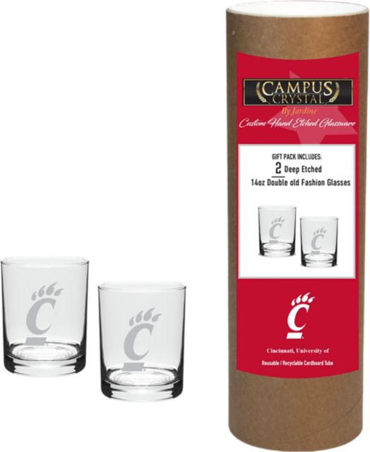University of Cincinnati 14 oz. Double Old Fashion Glass - Set of 2