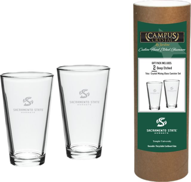 Sacramento State Hornets 16 oz. Crystal Glass Set of 2
