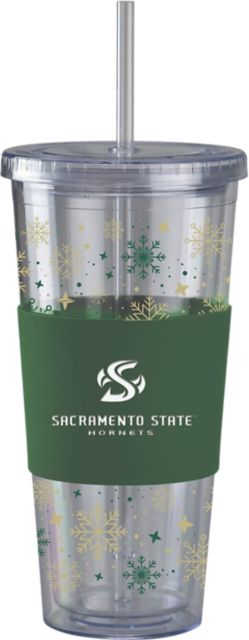 Sacramento State Straw Snowflake Tumbler