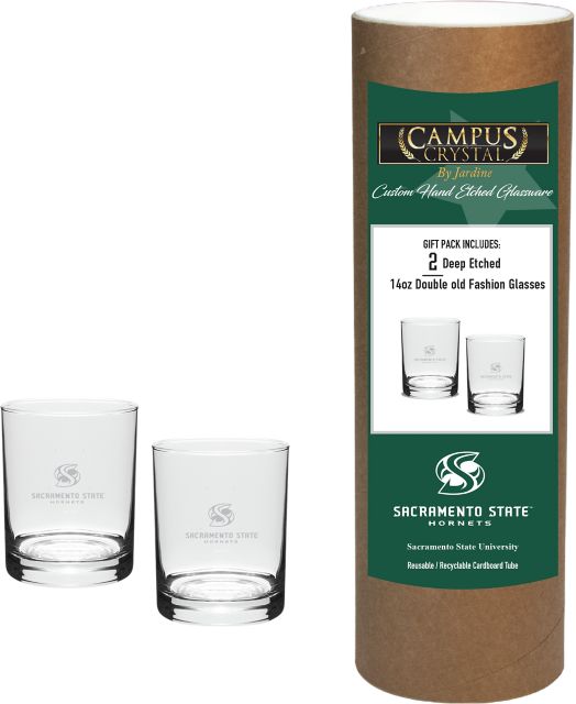 Sacramento State Hornets 14 oz. Double Old Fashion Glass - Set of 2
