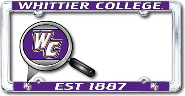 Whittier College Thin Dome License Plate Frame