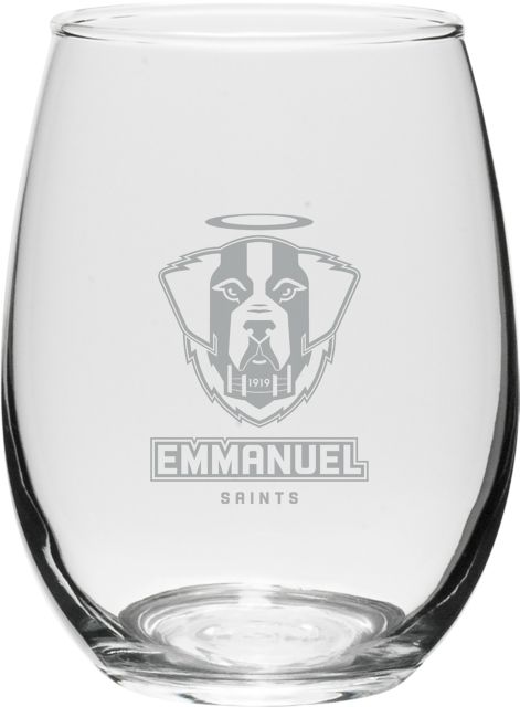 Emmanuel College Saints 15 oz. Stemless Wine Glass