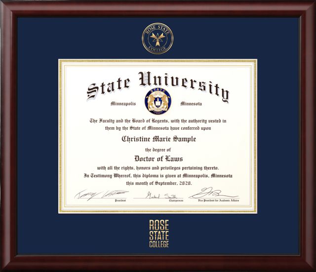 Rose State College Diploma Frame