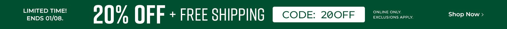 20% Off Apparel & Gifts + Free Shipping. Use Code: 20OFF. Online only. Exclusions Apply. Limited Time! Ends 01/08/2026.