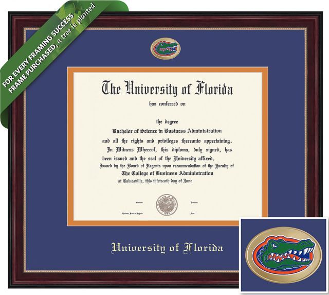 University of Florida Sienna 12 x 16 Diploma with Double mat and Medallion - ONLINE ONLY