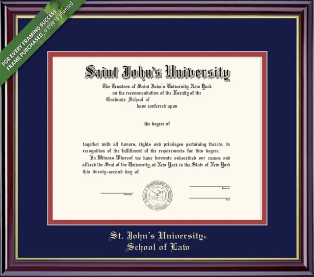 St. John's University 16'' x 20'' Windsor Law Diploma Frame