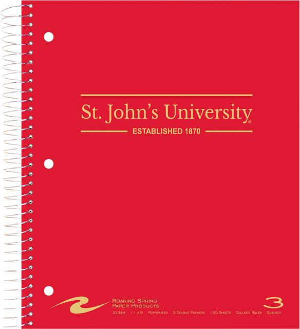 St. John's University 3 Subject Notebook