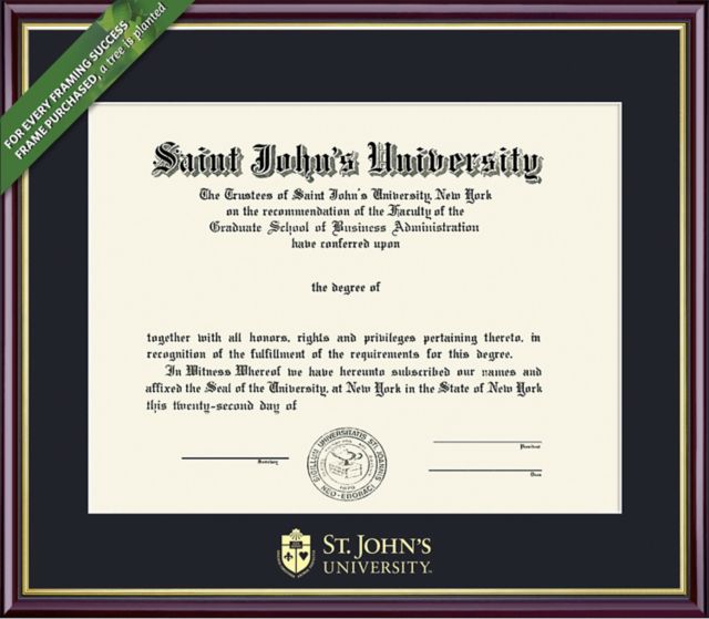 St. John's University 8.5'' x 11'' Value Price Academic Diploma Frame