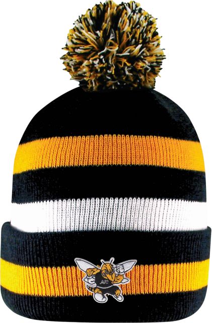 American International College Yellow Jackets Pom Knit Hat with Cuff