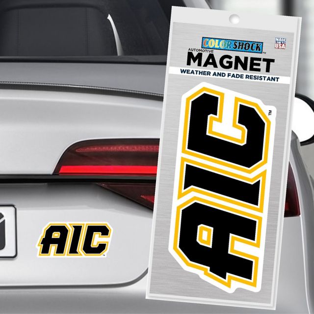 American International College 4x4 Small Yellow Jackets Magnet