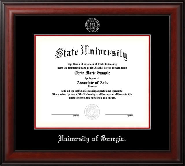 University of Georgia Meridian Mahogany Silver Foil 12 x 15 Diploma Frame