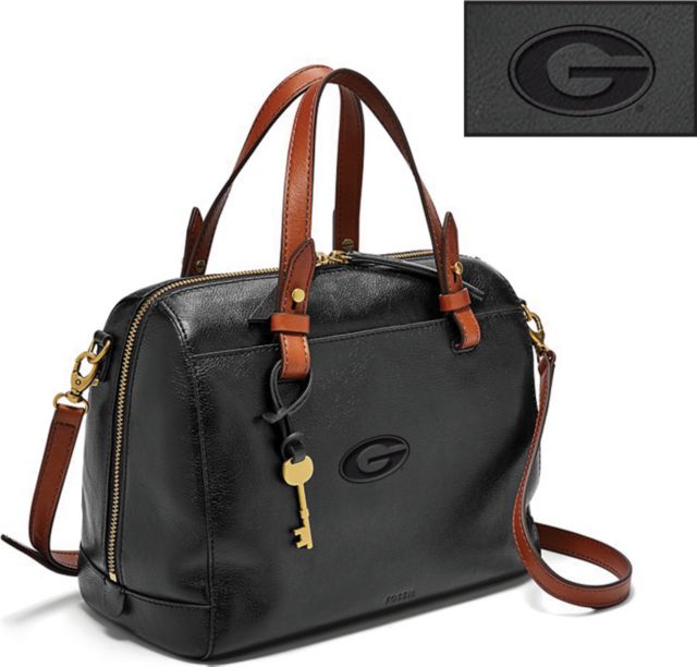 Fossil Leather Rachel Satchel Black ONLINE ONLY University Of Georgia