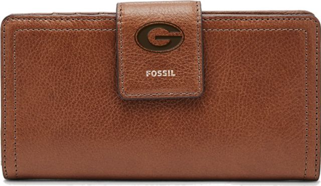Fossil Leather Logan RFID Tab Clutch - Brown - ONLINE ONLY