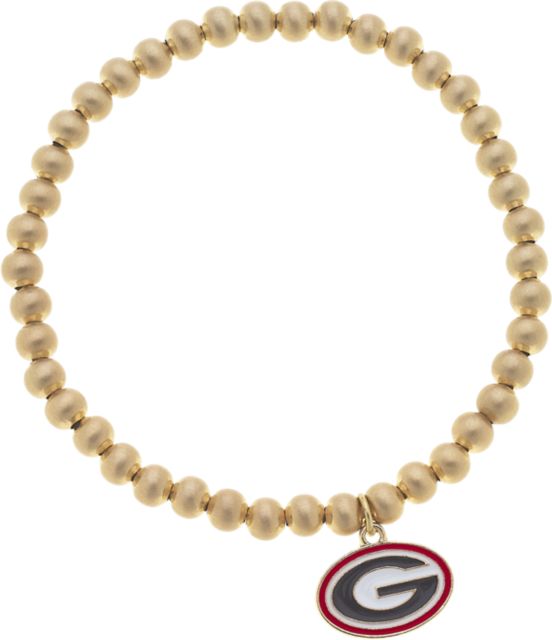 University of Georgia Women's Georgia Bulldogs Ball Bead Stretch Bracelet in Shiny Gold