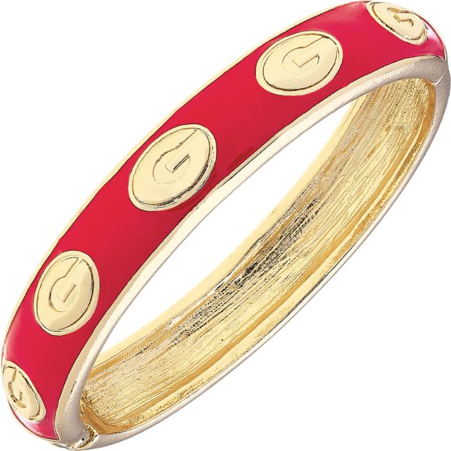 University of Georgia Women's Georgia Bulldogs Sculpted Enamel Logo Hinge Bangle in Red
