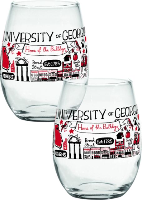 University of Georgia Julia Gash Stemless Wine Glass - Set of 2