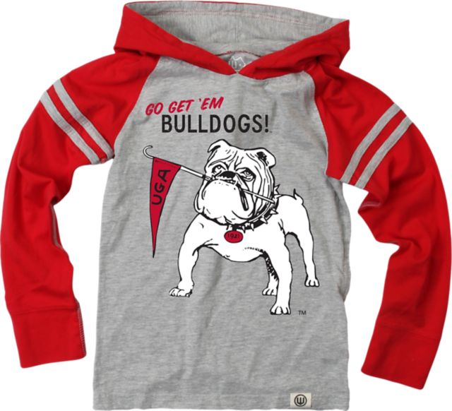 University of Georgia Bulldogs Toddler Boys Raglan Hooded Long Sleeve Shirt