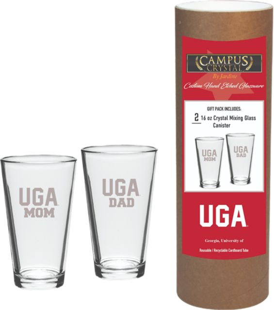 University of Georgia Mom and Dad 16 oz. Mixing Glass Set