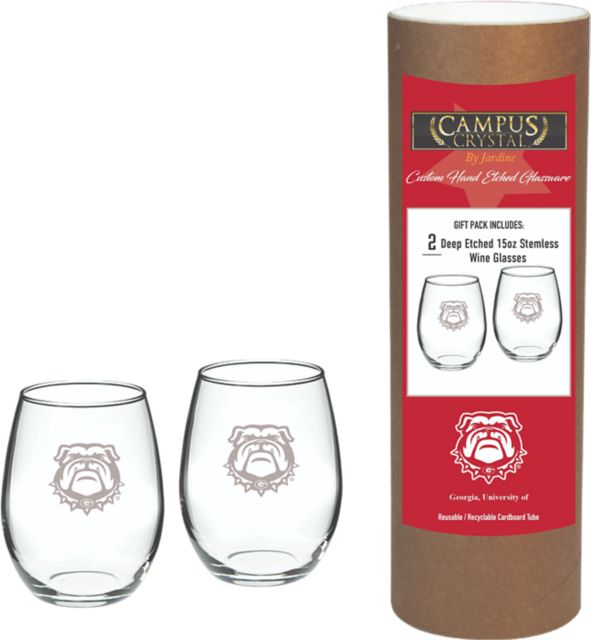 University of Georgia 15 oz. Stemless Wineglass - Set of 2
