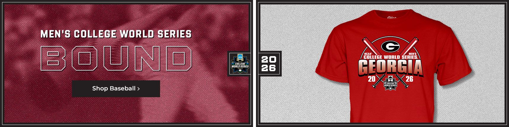 Men's college world series bound. Shop baseball.