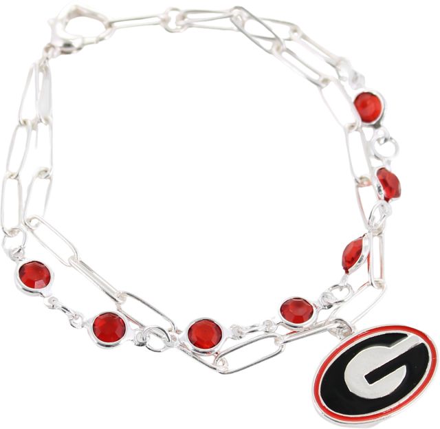 University of Georgia Silver Paperclip Chain Bracelet