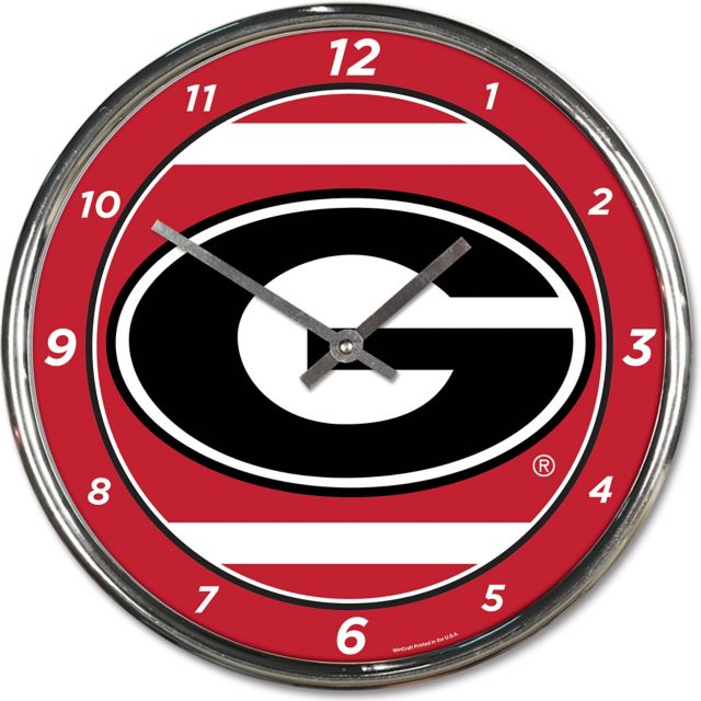 University of Georgia 12 in. Chrome Clock