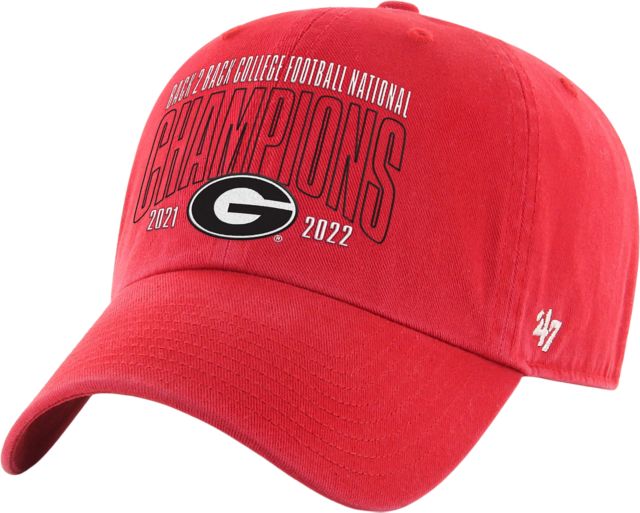 University of Georgia Football 2022 National Champions Back 2 Back Adjustable Cap | 47 Brand | Red | Hat/Adjustable