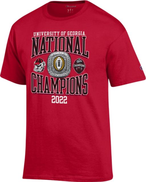 Georgia Bulldogs 3-Time Football National Champions Sketch T-Shirt - White