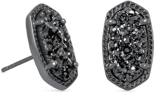 Ellie Stud Earrings Gunmetal Black Drusy