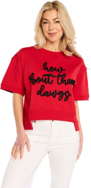 University of Georgia Women's Glitter Script Boxy Top