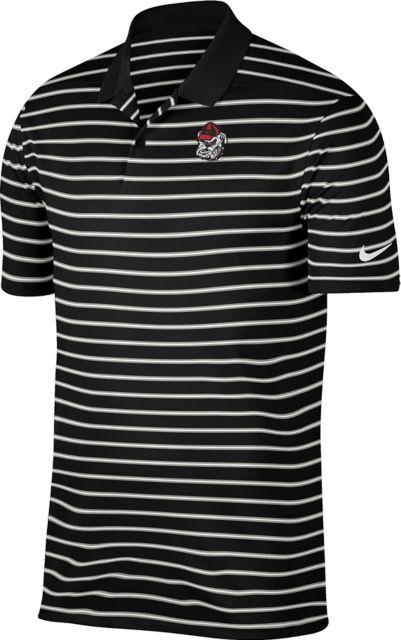 UGA Bulldog Head Loblolly Stripe Polo - Charcoal/White