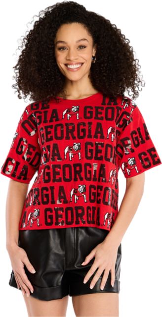 University of Georgia Women's Sequin Short Sleeve T-Shirt