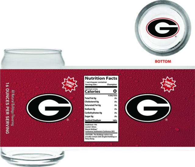 University of Georgia Bulldogs 16 oz. Can Glass
