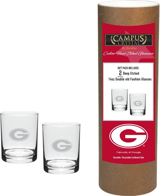 University of Georgia 14 oz. Double Old Fashion Glass - Set of 2