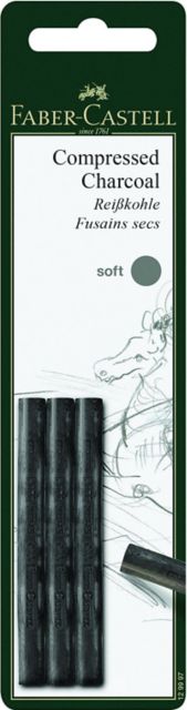 Faber Castell Pitt Compressed Charcoal Stix 3/Soft