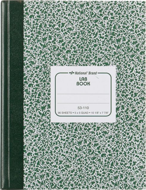 National® Laboratory Notebook, 5 x 5 Quad Ruling, Green