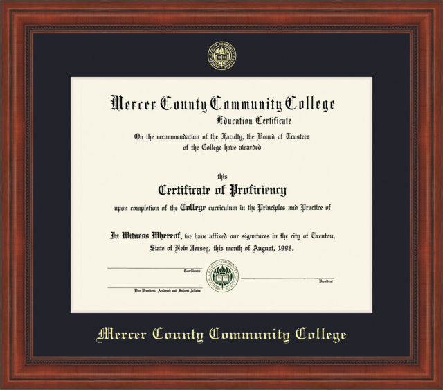 Mercer County Community College Diploma Frame